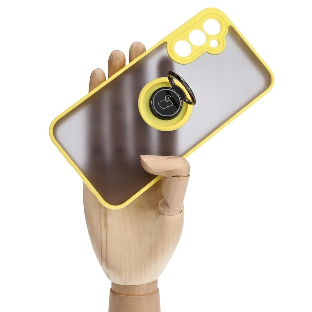 Bizon Case Hybrid Ring Samsung Galaxy A24 4G smoky with a yellow frame - 7