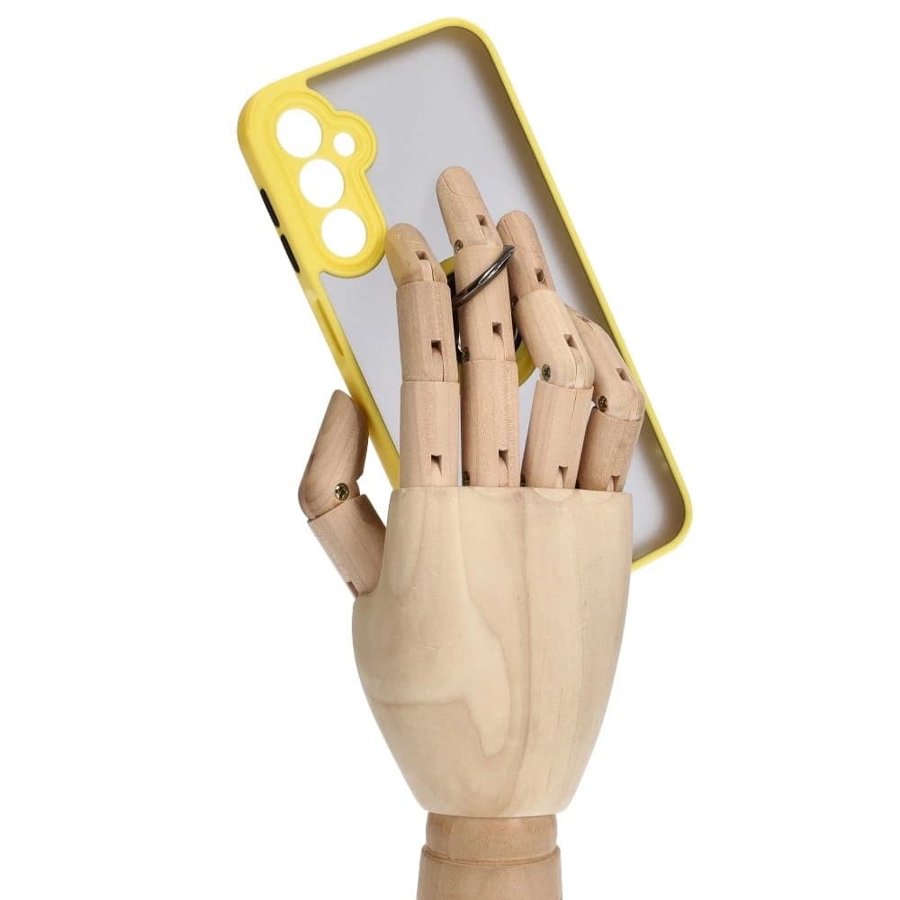 Bizon Case Hybrid Ring Samsung Galaxy A24 4G smoky with a yellow frame - 8