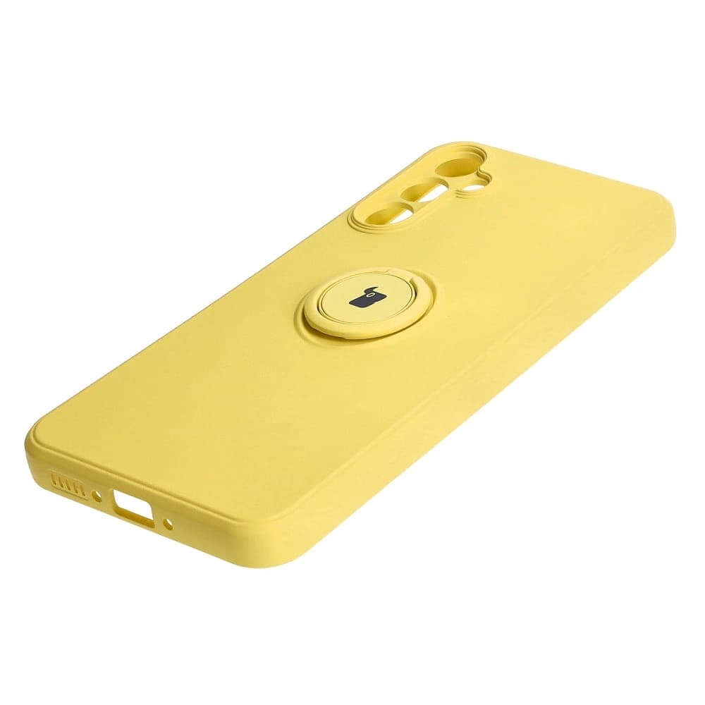 Etui Bizon Case Silicone Ring Sq do Samsung Galaxy A34 5G, żółte - 2