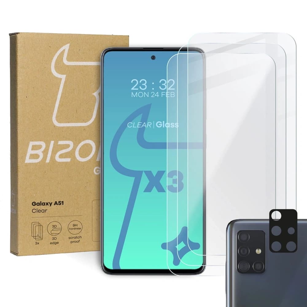 Bizon Glass Clear 3x sticlă temperată + sticlă pentru lentilă Samsung Galaxy A51 - 1