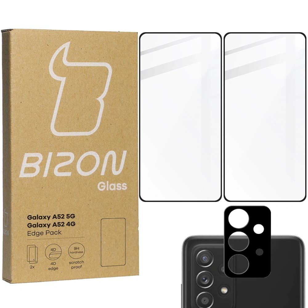 Bizon Glass Edge tempered glass - [2 PACK] + lens protection Samsung Galaxy A52s 5G A52 4G/5G black - 1