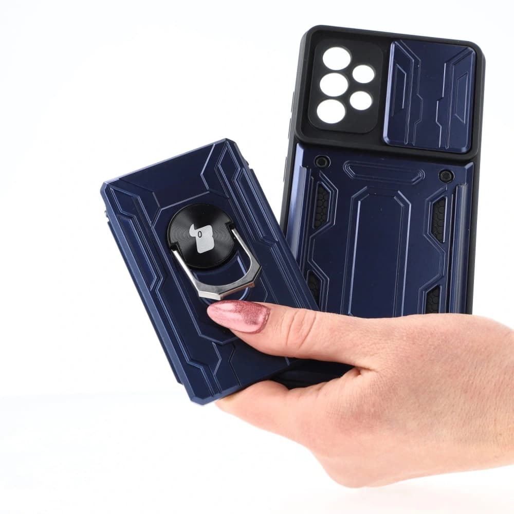 Bizon Case Camshield Card Slot Ring Samsung Galaxy A52s 5G A52 4G/5G albastru închis - 3