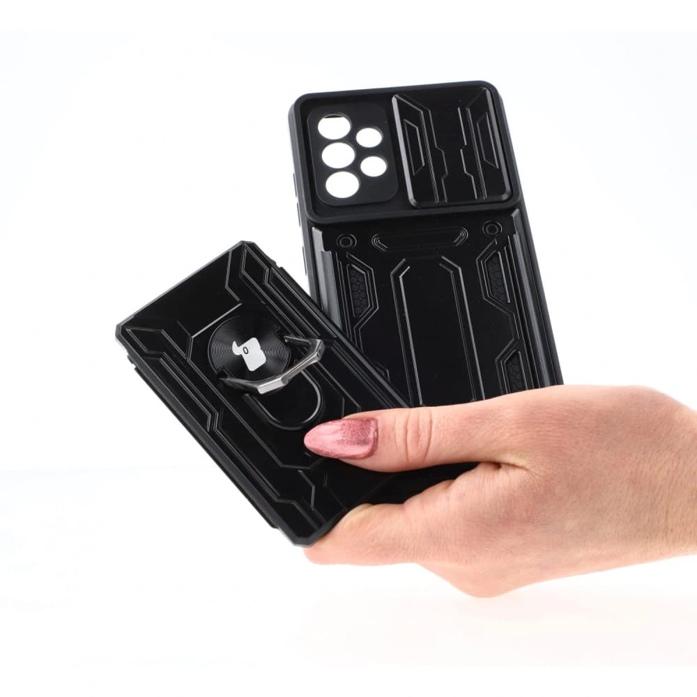 Caz Bizon Camshield cu slot pentru card Ring Samsung Galaxy A52s 5G A52 4G/5G negru - 3