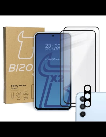 BIZON Edge 2 2x screen glass + camera glass Samsung Galaxy A54 5G