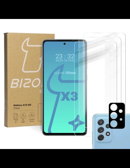 Bizon üveg tiszta 3x edzett üveg + lencse üveg Samsung Galaxy A72 5G