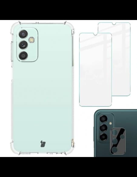 Bizon Case Clear Pack tok + 2x kijelző üveg + lencse üveg Samsung Galaxy M13 / M23 5G átlátszó