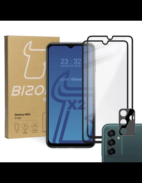 Bizon Glass Edge 2x edzett üveg + lencsevédő Samsung Galaxy M13 / M23 5G
