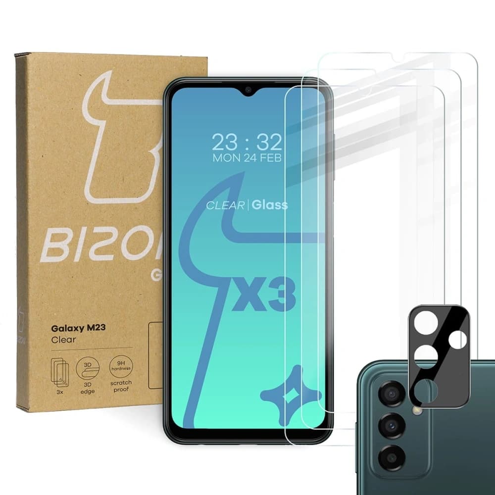 Bizon Glass Clear 3x edzett üveg + lencse üveg Samsung Galaxy M13 / M23 5G - 1