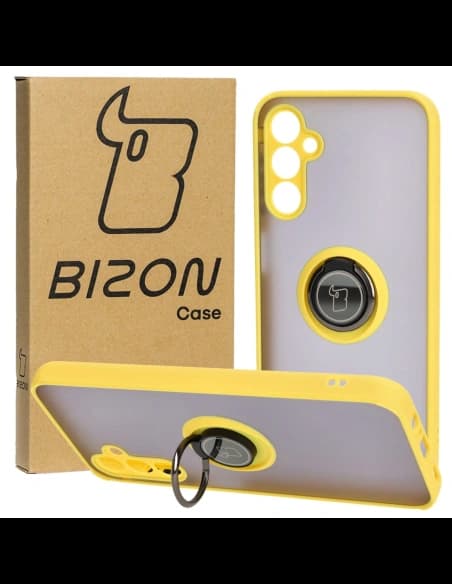 Bizon Case Hybrid Ring Samsung Galaxy M14 5G smoky with a yellow frame