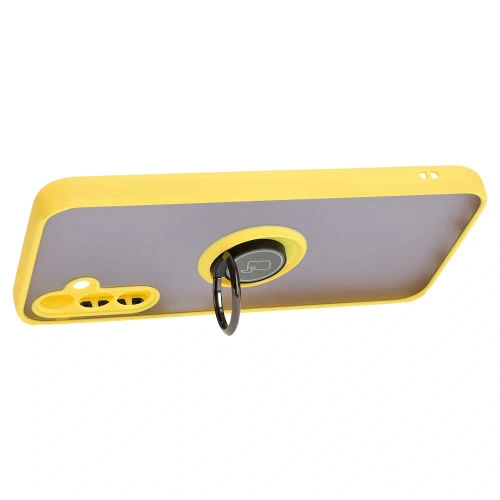 Bizon Case Hybrid Ring Samsung Galaxy M14 5G fumuriu cu un cadru galben - 5