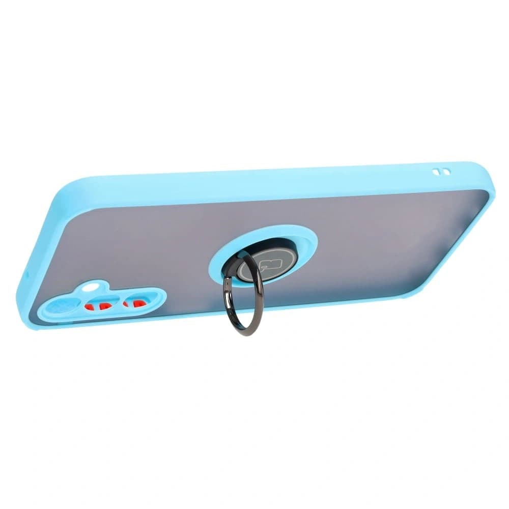 Bizon Case Hybrid Ring Samsung Galaxy M14 5G smoky with a light blue frame - 5