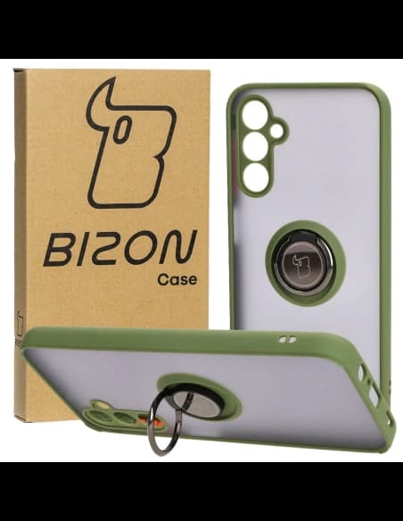 Bizon Case Hybrid Ring Samsung Galaxy M14 5G smoky with a green frame