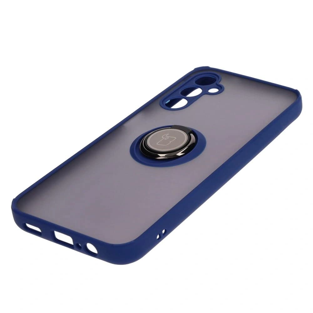 Bizon Case Hybrid Ring Samsung Galaxy M14 5G smoky with a navy blue frame - 3