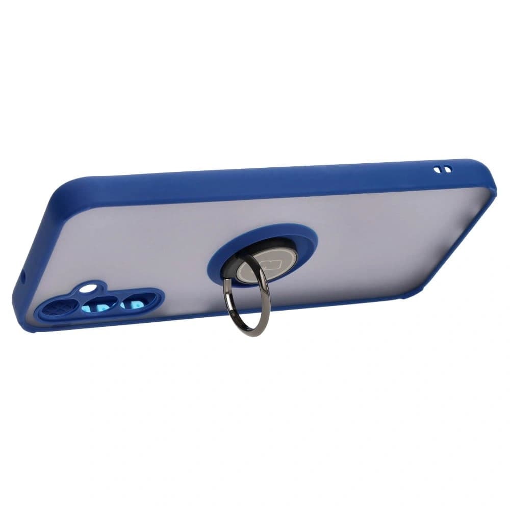 Bizon Case Hybrid Ring Samsung Galaxy M14 5G smoky with a navy blue frame - 5