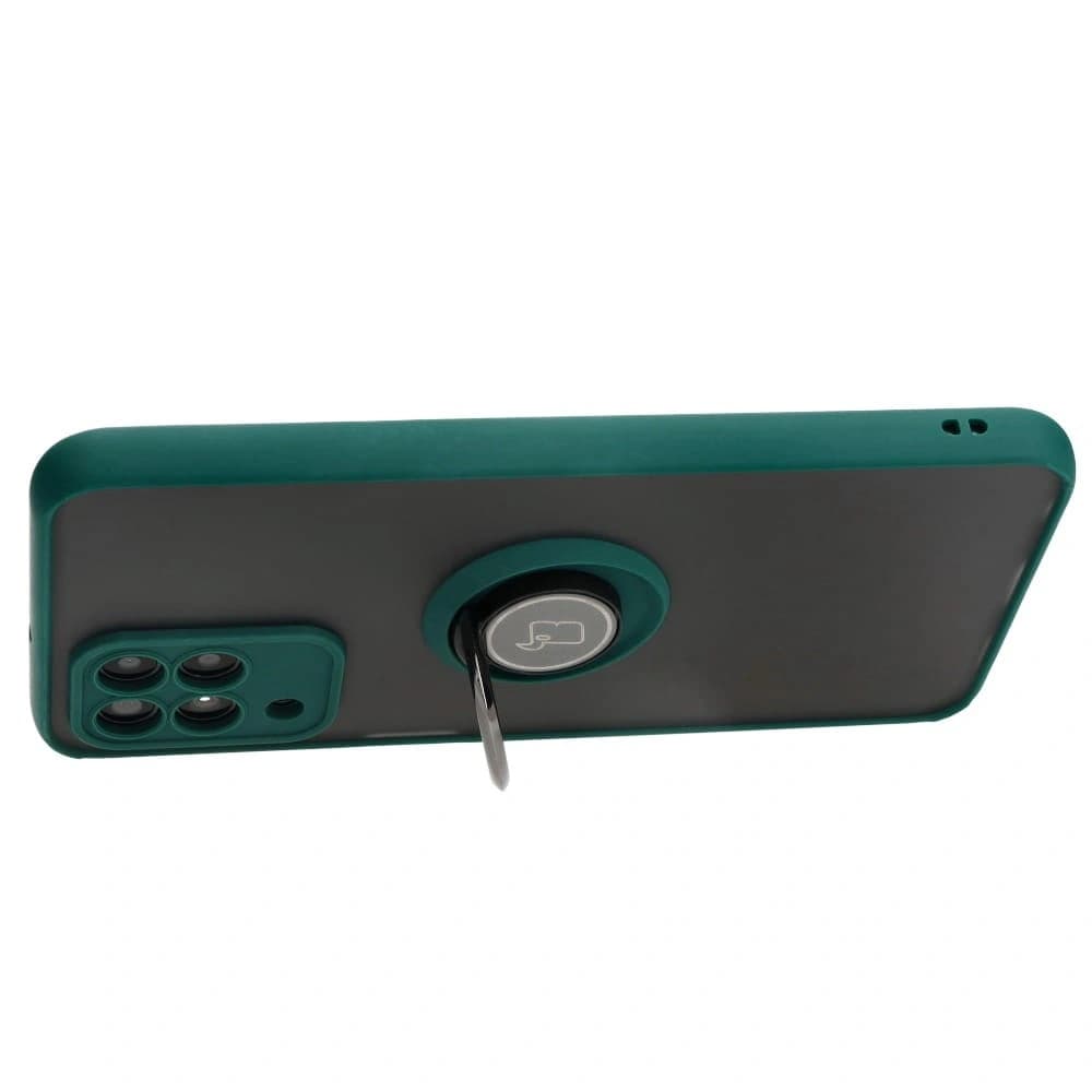 Bizon Case Hybrid Ring Samsung Galaxy M33 5G rauchig mit einem dunkelgrünen Rahmen - 5