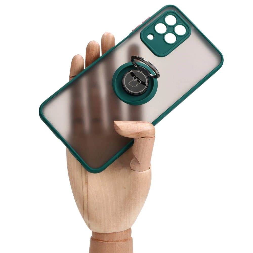 Bizon Case Hybrid Ring Samsung Galaxy M33 5G rauchig mit einem dunkelgrünen Rahmen - 7