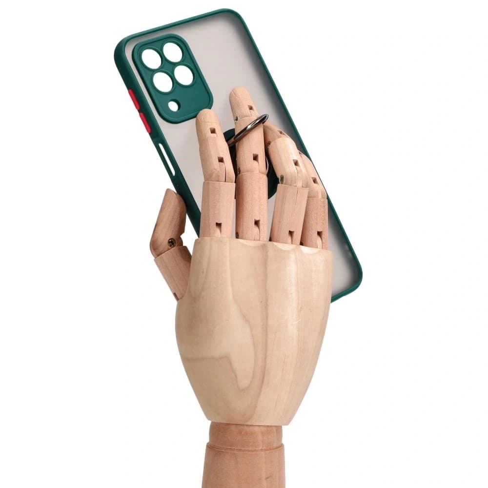 Bizon Case Hybrid Ring Samsung Galaxy M33 5G rauchig mit einem dunkelgrünen Rahmen - 8