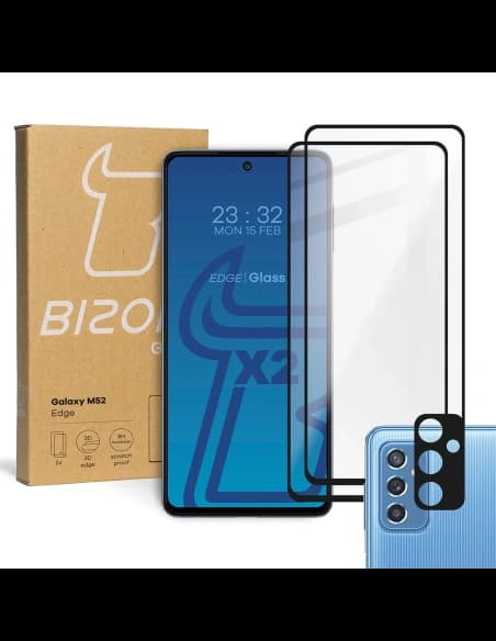 Bizon Glass Edge 2x tempered glass + lens protection Samsung Galaxy M52 black