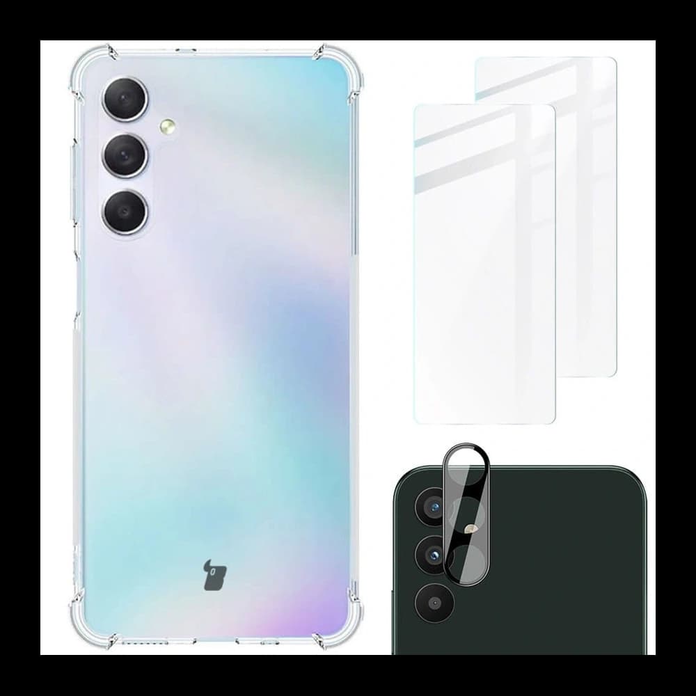 Bizon Case Clear Pack Hülle + 2x Bildschirmschutzglas + Linsenglas Samsung Galaxy M54 5G klar - 1