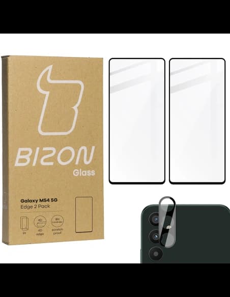 2x Szkło + szybka na aparat BIZON Edge 2 Pack do Galaxy M54 5G