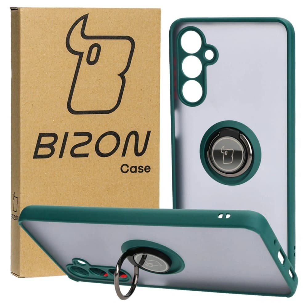 Bizon Case Hybrid Ring Samsung Galaxy M54 5G rauchig mit einem dunkelgrünen Rahmen - 1