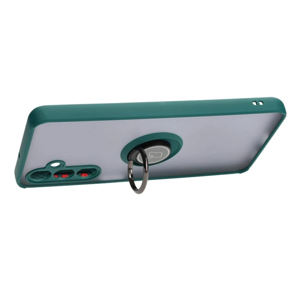 Bizon Case Hybrid Ring Samsung Galaxy M54 5G rauchig mit einem dunkelgrünen Rahmen - 5