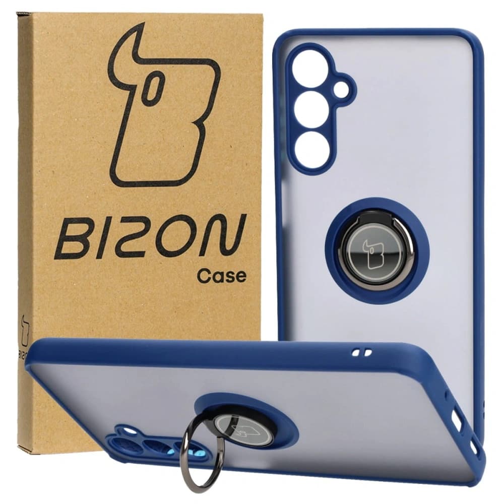 Bizon Case Hybrid Ring Samsung Galaxy M54 5G rauchig mit einem navyblauen Rahmen - 1