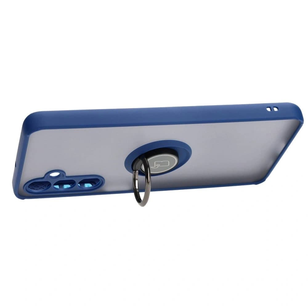 Bizon Case Hybrid Ring Samsung Galaxy M54 5G rauchig mit einem navyblauen Rahmen - 5