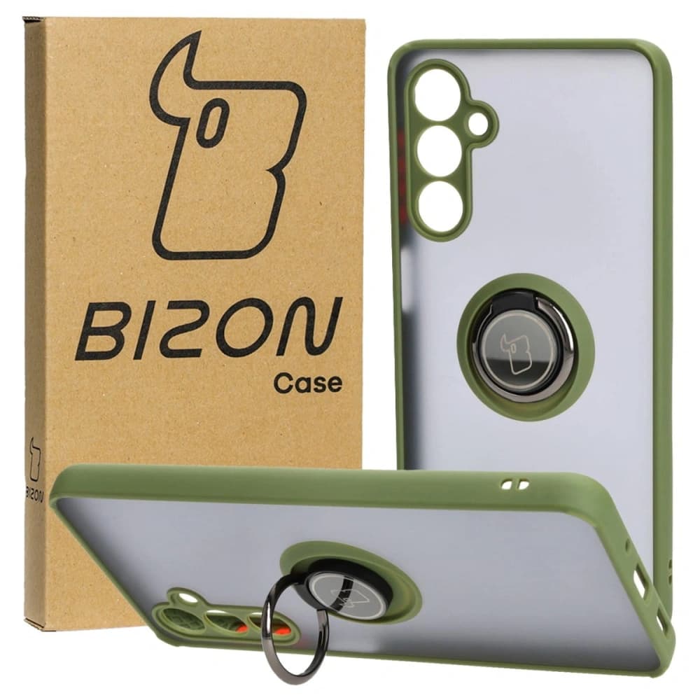 Bizon Case Hybrid Ring Samsung Galaxy M54 5G rauchig mit einem grünen Rahmen - 1