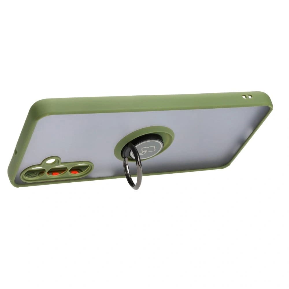 Bizon Case Hybrid Ring Samsung Galaxy M54 5G rauchig mit einem grünen Rahmen - 5