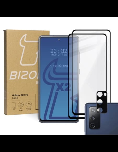 Bizon Glass Edge tempered glass - [2 PACK] + lens protection Samsung Galaxy S20 FE black