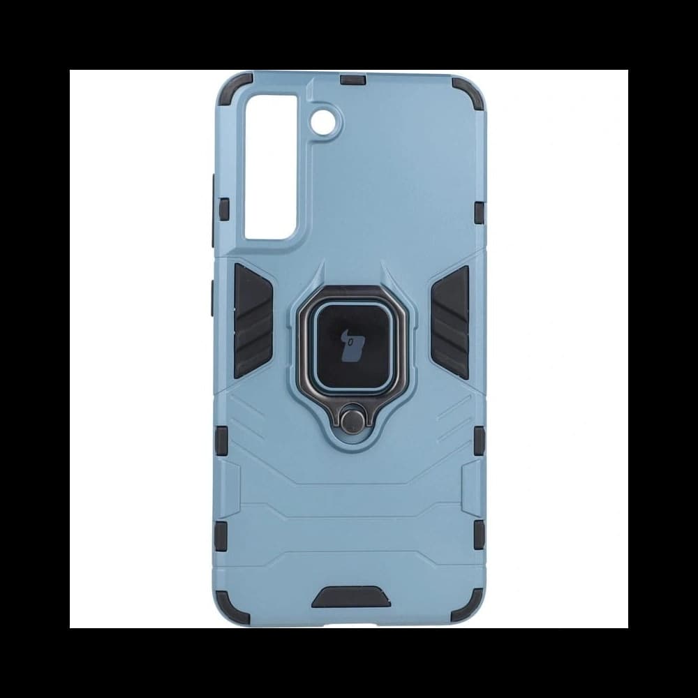 Etui Bizon Case Armor Ring do Galaxy S21 FE, niebieskie - 1