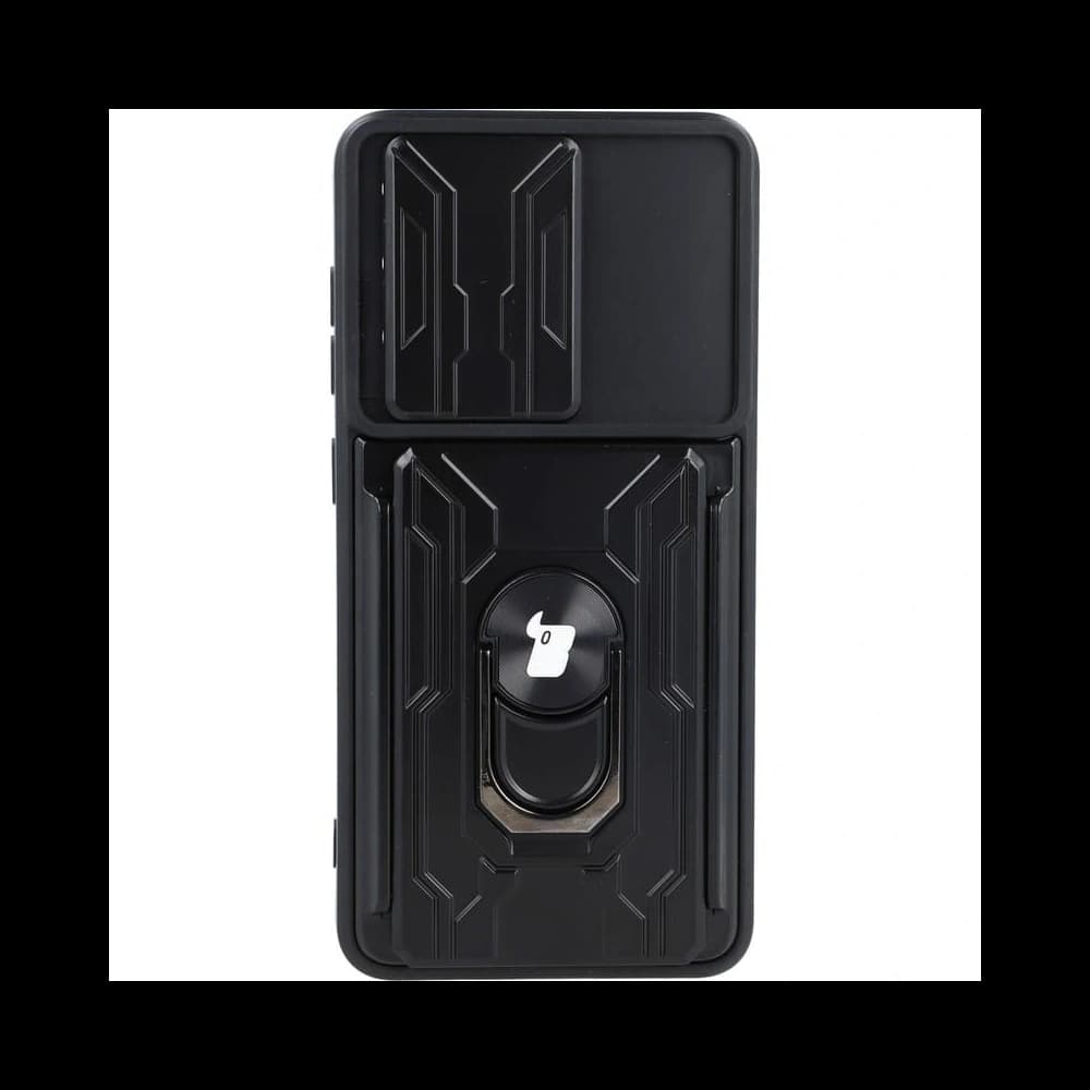 Etui Bizon Case Camshield Card Slot Ring do Galaxy S21 FE, czarne - 1