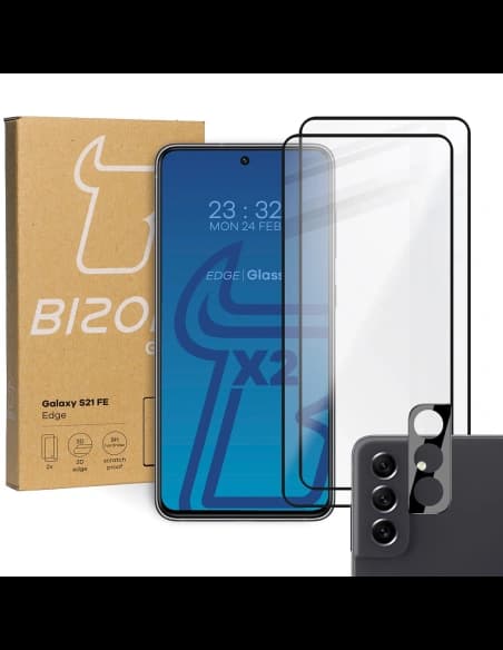 Bizon Glass Edge 2x edzett üveg + lencsevédő Samsung Galaxy S21 FE fekete