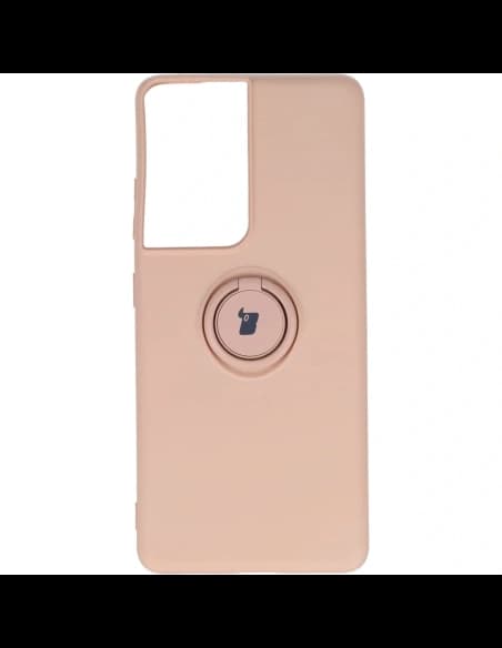 Bizon Case Silicone Ring Samsung Galaxy S21 Ultra light pink