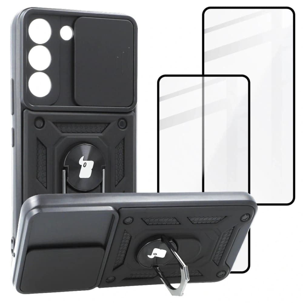 Bizon Case Camshield Pack carcasă + 2x sticlă de protecție Samsung Galaxy S22 neagră - 1