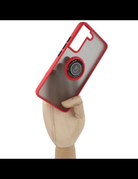 Bizon Case Hybrid Ring Samsung Galaxy S22 füstös piros kerettel