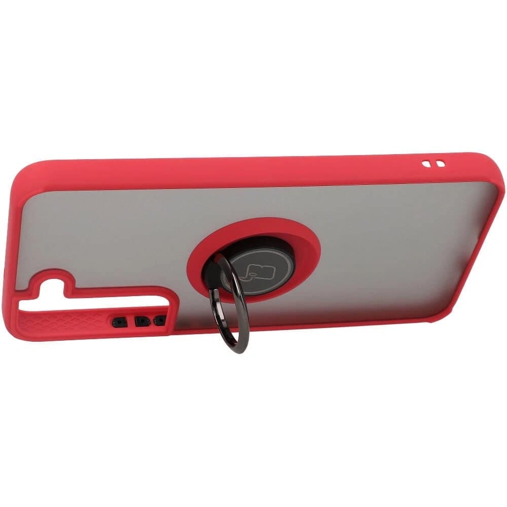 Bizon Case Hybrid Ring Samsung Galaxy S22 füstös piros kerettel - 5
