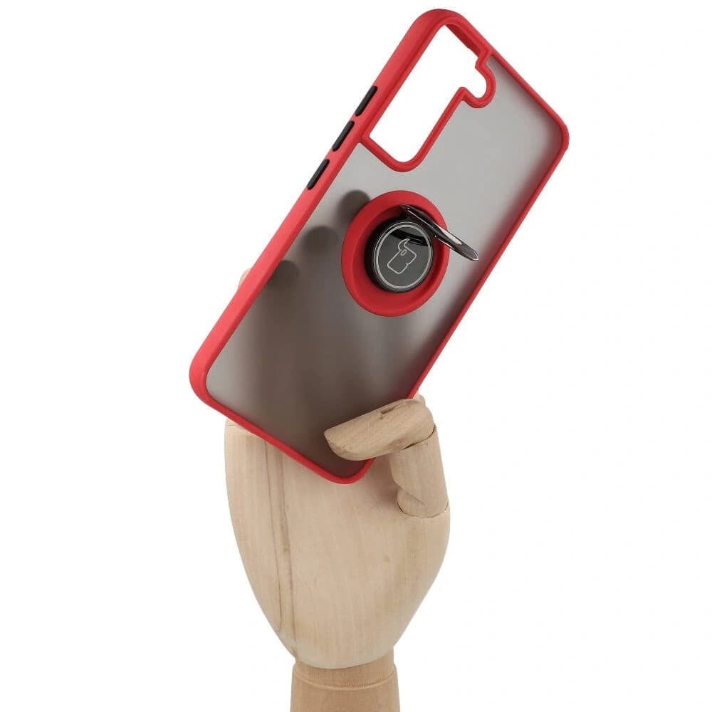 Bizon Case Hybrid Ring Samsung Galaxy S22 füstös piros kerettel - 7