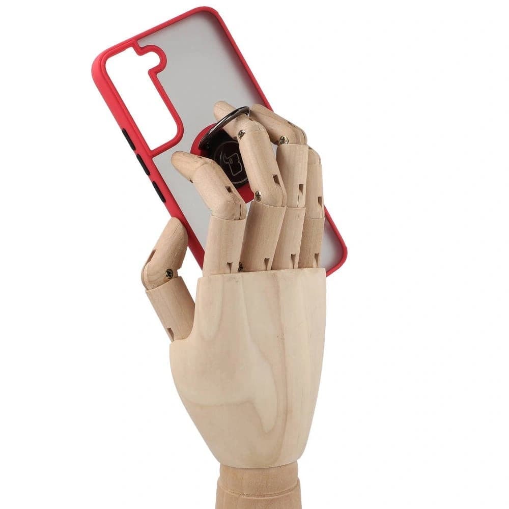 Bizon Case Hybrid Ring Samsung Galaxy S22 füstös piros kerettel - 8