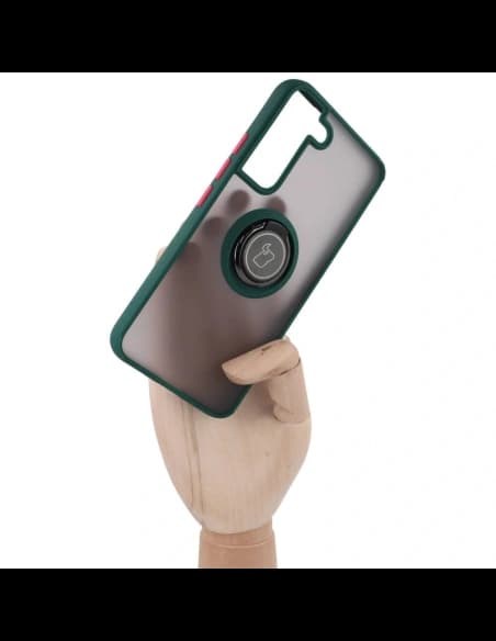 Bizon Case Hybrid Ring Samsung Galaxy S22 füstös sötétzöld kerettel