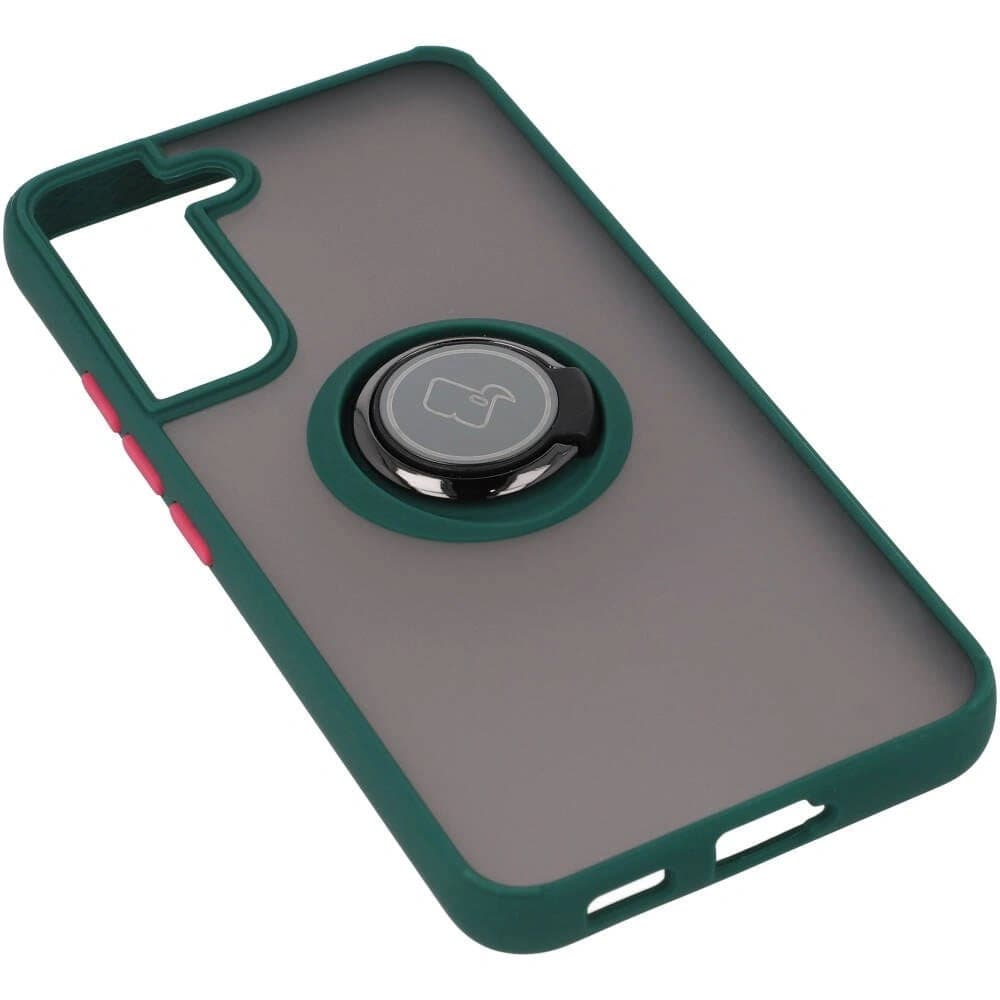 Bizon Case Hybrid Ring Samsung Galaxy S22 füstös sötétzöld kerettel - 4