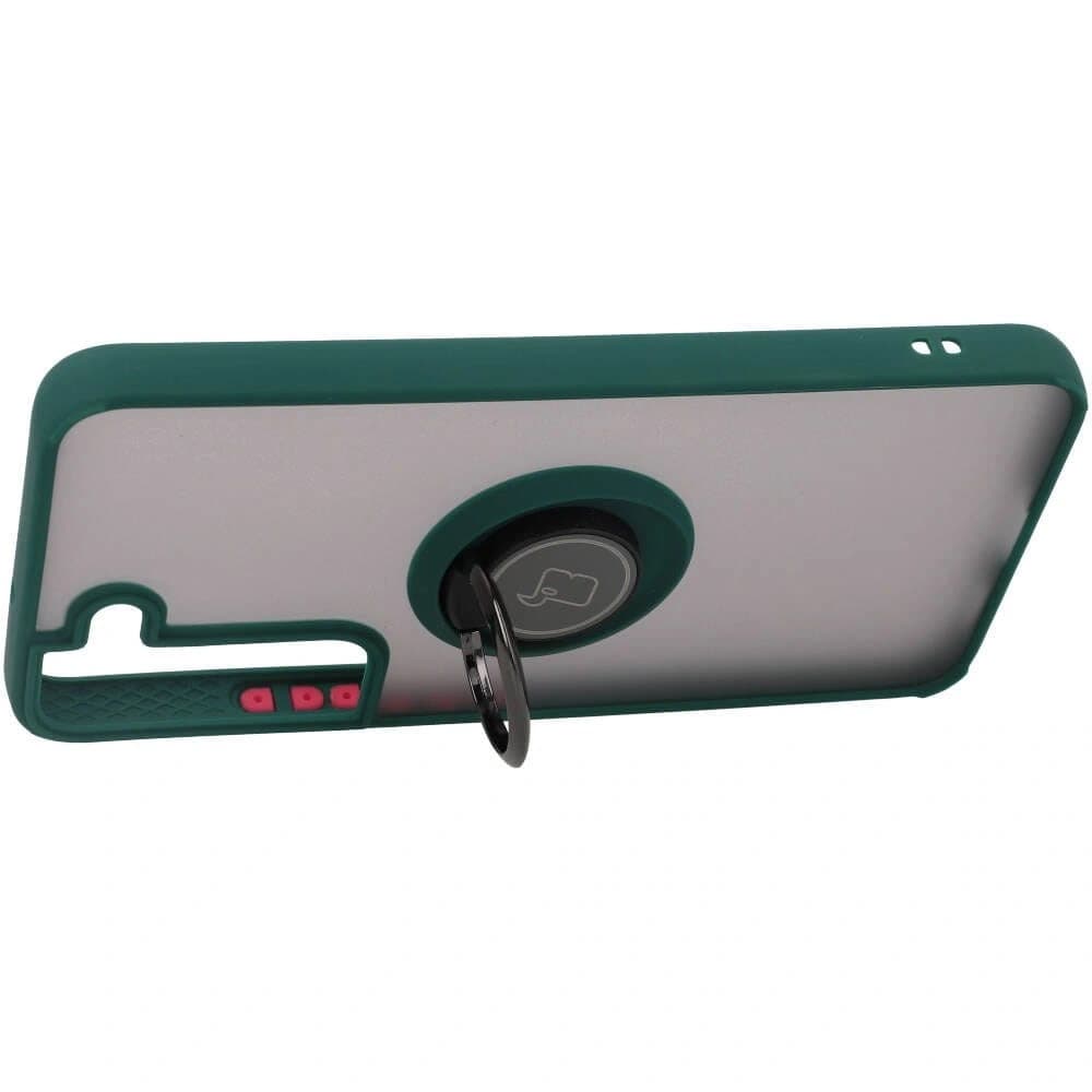 Bizon Case Hybrid Ring Samsung Galaxy S22 füstös sötétzöld kerettel - 5