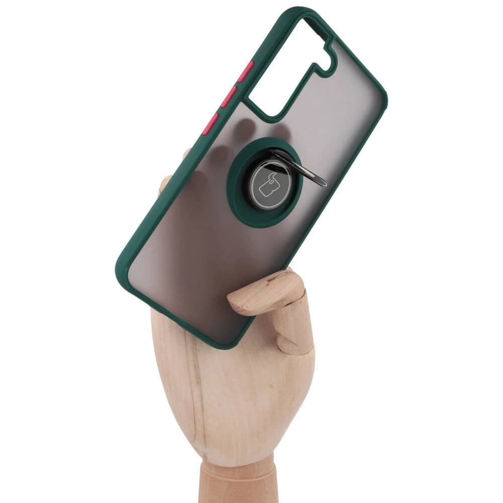 Bizon Case Hybrid Ring Samsung Galaxy S22 füstös sötétzöld kerettel - 7