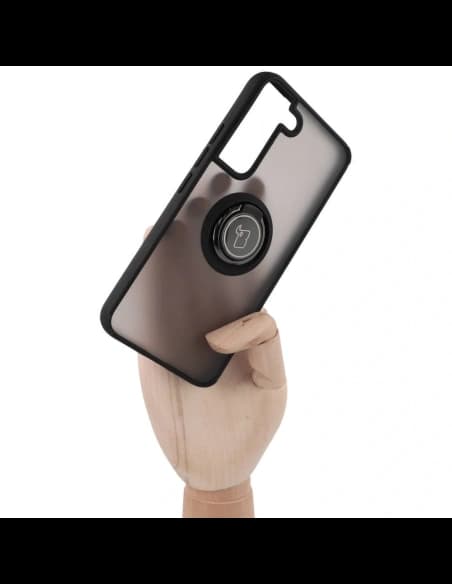 Bizon Case Hybrid Gyűrű Samsung Galaxy S22 füstös fekete kerettel