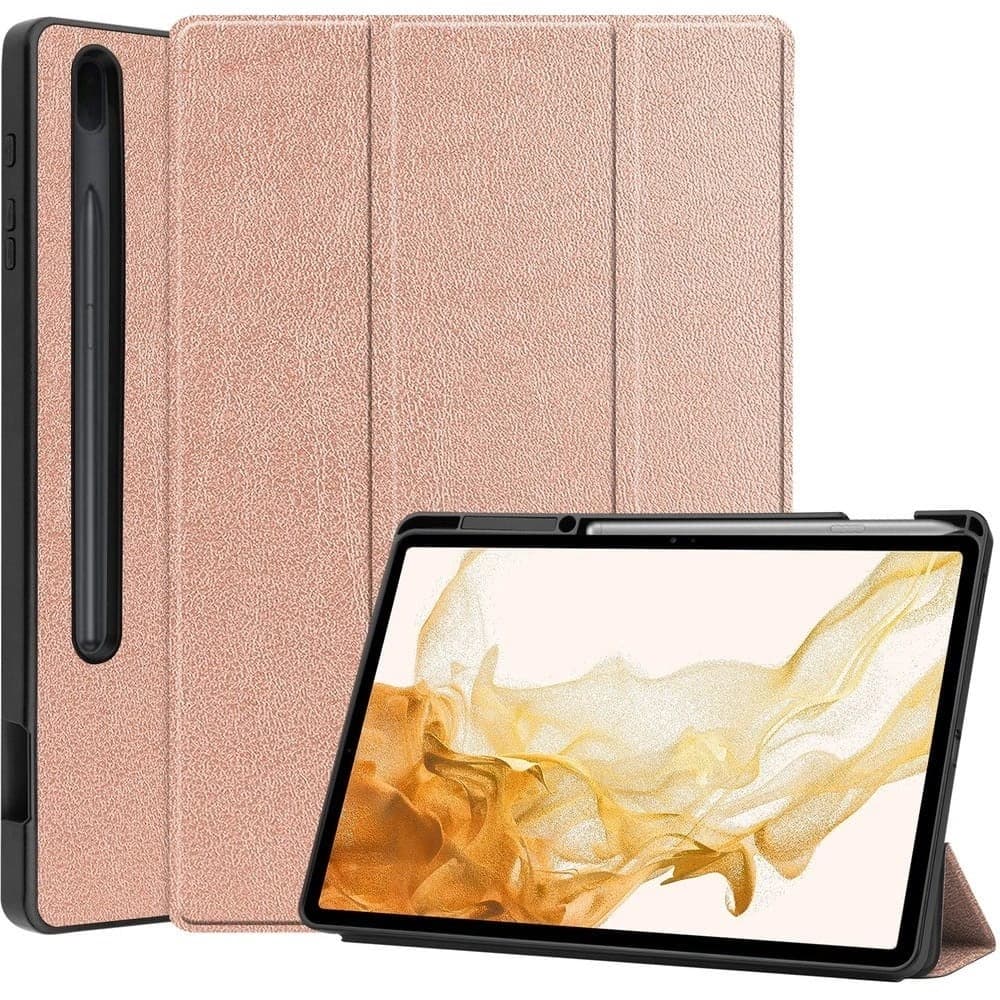 Etui Bizon Case Tab Lizard do Samsung Galaxy Tab S8 Plus / S7 Plus růžovo-zlaté - 1