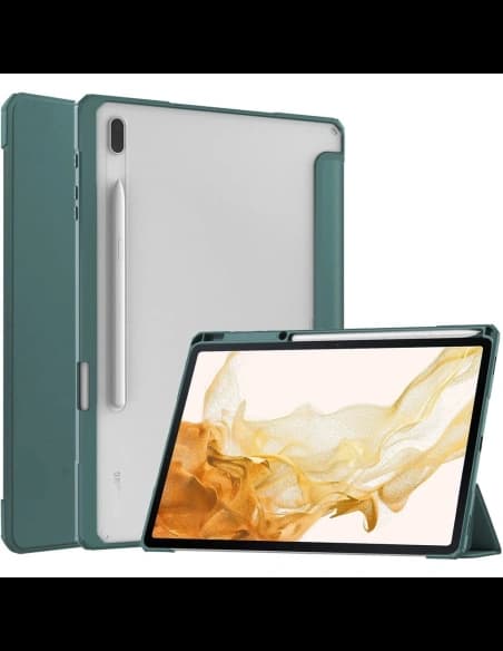 Etui Bizon Case Tab Clear Matt do Samsung Galaxy Tab S8 Plus / S7 Plus / S7 FE tmavě zelené