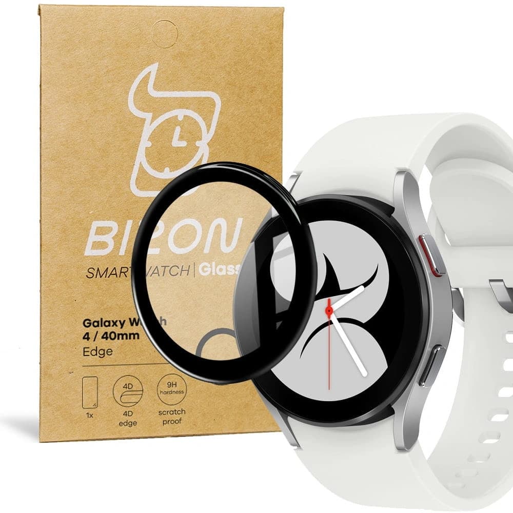 Hybidní sklo Bizon Glass Edge pro Samsung Galaxy Watch 4 40 mm černé - 1