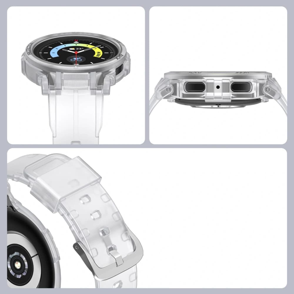 Etui s páskem Bizon Strap + Case Watch Action Pro pro Samsung Galaxy Watch 5 Pro 45 mm průhledné - 5