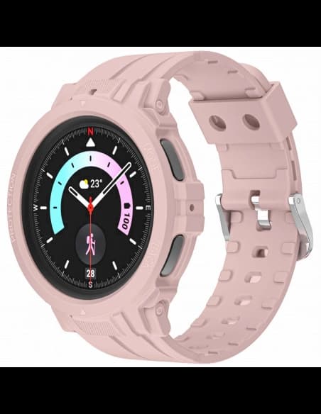 Bizon Strap + Carcasa Ceas Action Pro Samsung Galaxy Watch 5 Pro 45 mm roz deschis